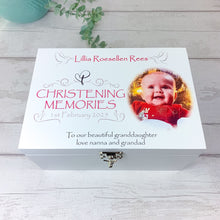 Load image into Gallery viewer, Personalised Girls Christening Keepsake Box - Add Your Own Photo
