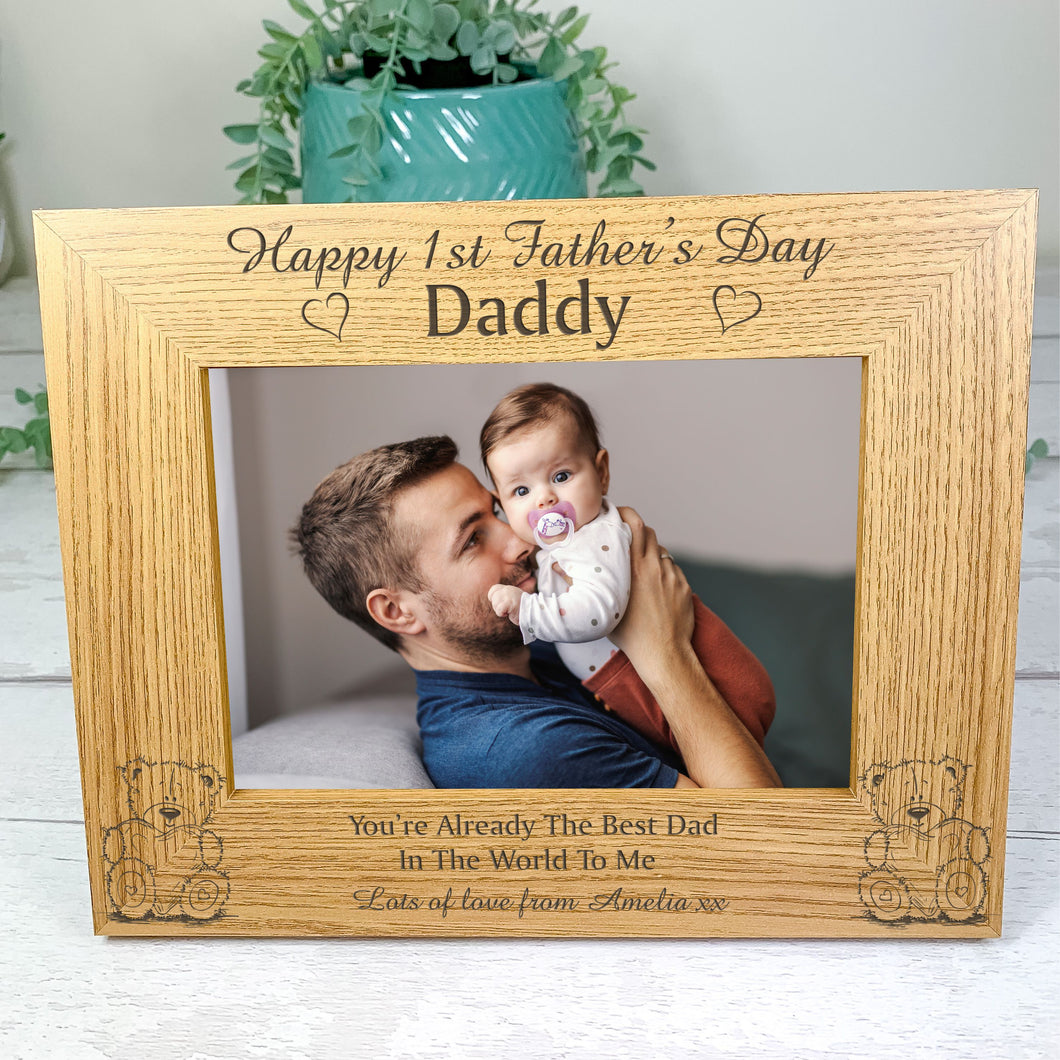 Personalised Father's Day Photo Frame, 1st Father's Day Gift