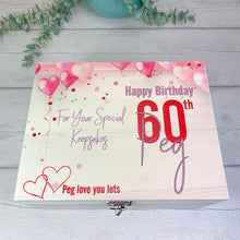 Load image into Gallery viewer, Personalised Birthday Keepsake Box, Pink Balloons
