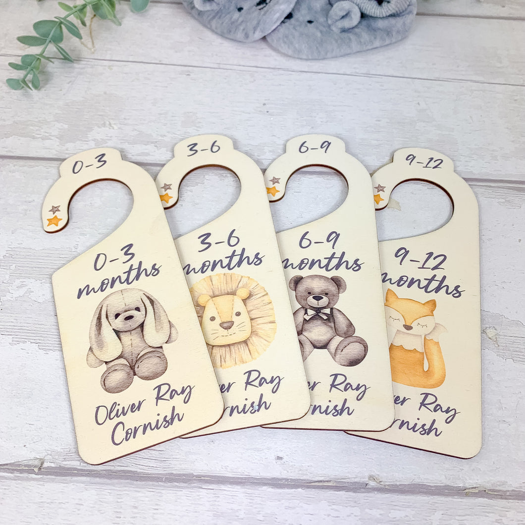 Personalised Wooden Baby Clothes Wardrobe Dividers, Boho Nursery Theme