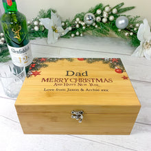 Load image into Gallery viewer, Christmas Whisky or Baileys Gift Box With Accessories. Personalised Christmas Whisky Gift Set With Glasses, Colour Printed. Add Name &amp; Message
