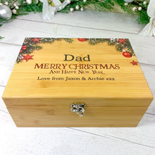 Load image into Gallery viewer, Christmas Whisky or Baileys Gift Box With Accessories. Personalised Christmas Whisky Gift Set With Glasses, Colour Printed. Add Name &amp; Message
