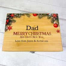 Load image into Gallery viewer, Christmas Whisky or Baileys Gift Box With Accessories. Personalised Christmas Whisky Gift Set With Glasses, Colour Printed. Add Name &amp; Message
