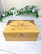 Load image into Gallery viewer, Christmas Whisky or Baileys Gift Box With Accessories. Personalised Christmas Whisky Gift Set With Glasses, Colour Printed. Add Name &amp; Message
