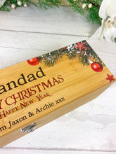 Load image into Gallery viewer, Christmas Wine Gift Box With Accessories, Wooden Wine Box, Personalised Christmas Gift, with Name &amp; Message
