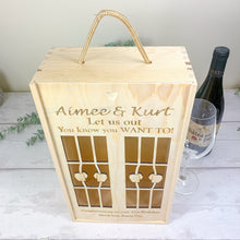 Load image into Gallery viewer, Champagne Prosecco Wooden Gift Box. Let Me Out
