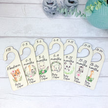 Load image into Gallery viewer, Personalised Wooden Baby Clothes Wardrobe Dividers, Jungle Animal Theme
