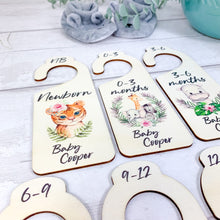 Load image into Gallery viewer, Personalised Wooden Baby Clothes Wardrobe Dividers, Jungle Animal Theme
