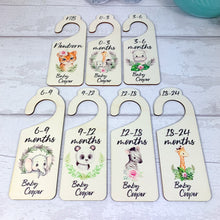 Load image into Gallery viewer, Personalised Wooden Baby Clothes Wardrobe Dividers, Jungle Animal Theme
