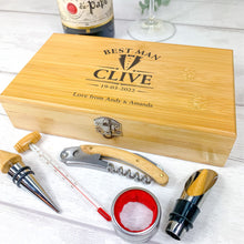 Load image into Gallery viewer, Personalised 5 Piece Luxury Wine Gift Set With Accessories. Perfect Wedding Participant Gift
