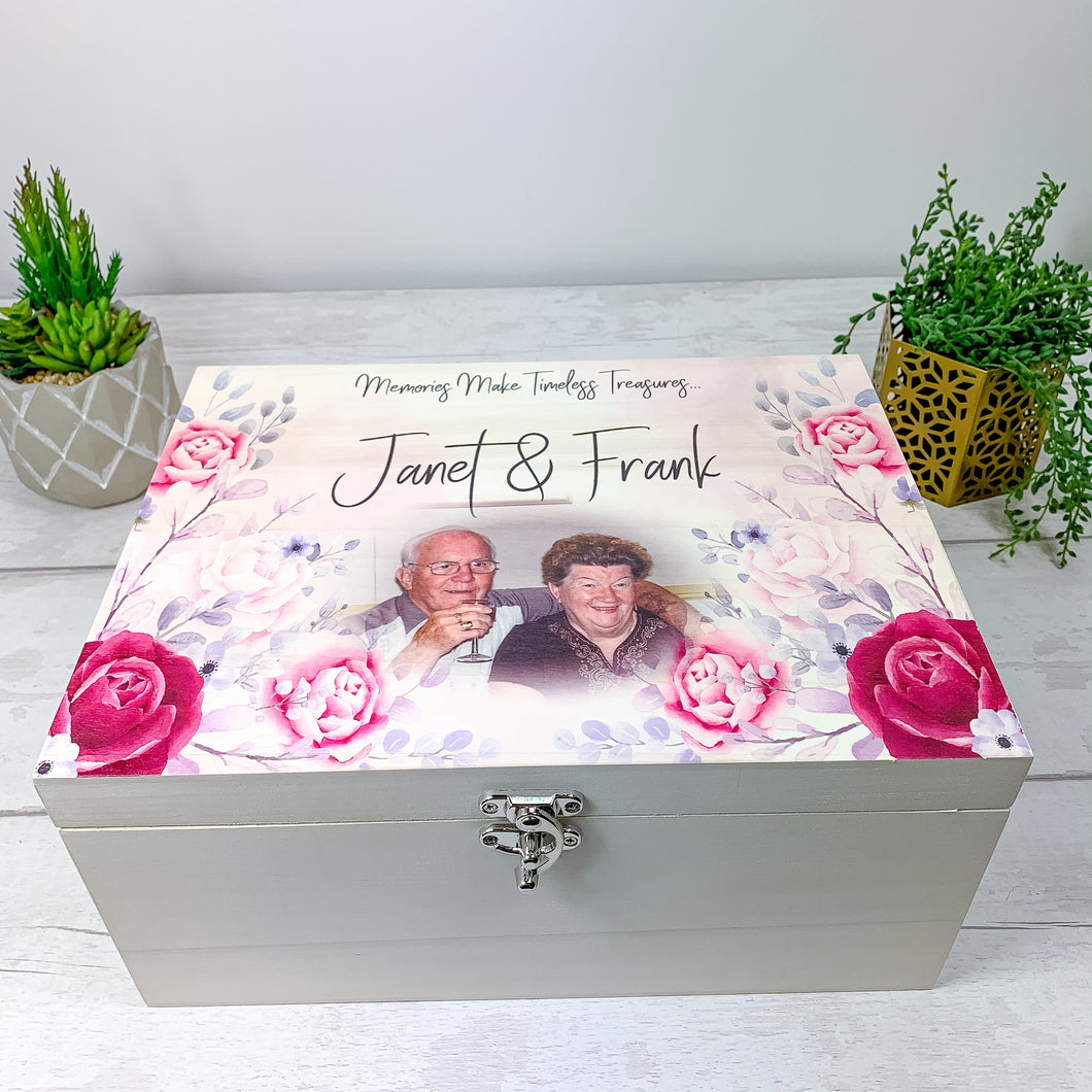 Personalised Keepsake Box With Floral Design