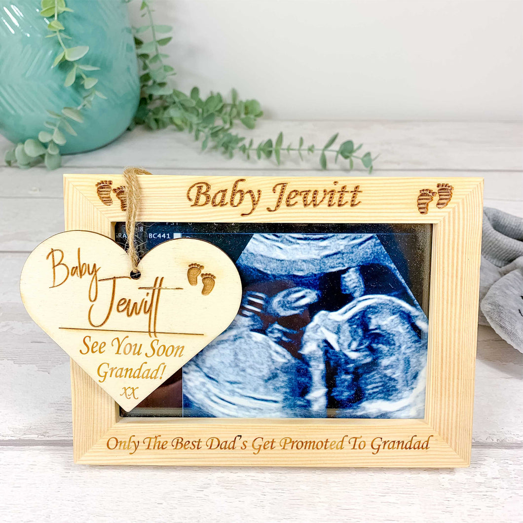 New Baby Scan Photo Frame and Plaque. Personalised Gift For Grandad to be