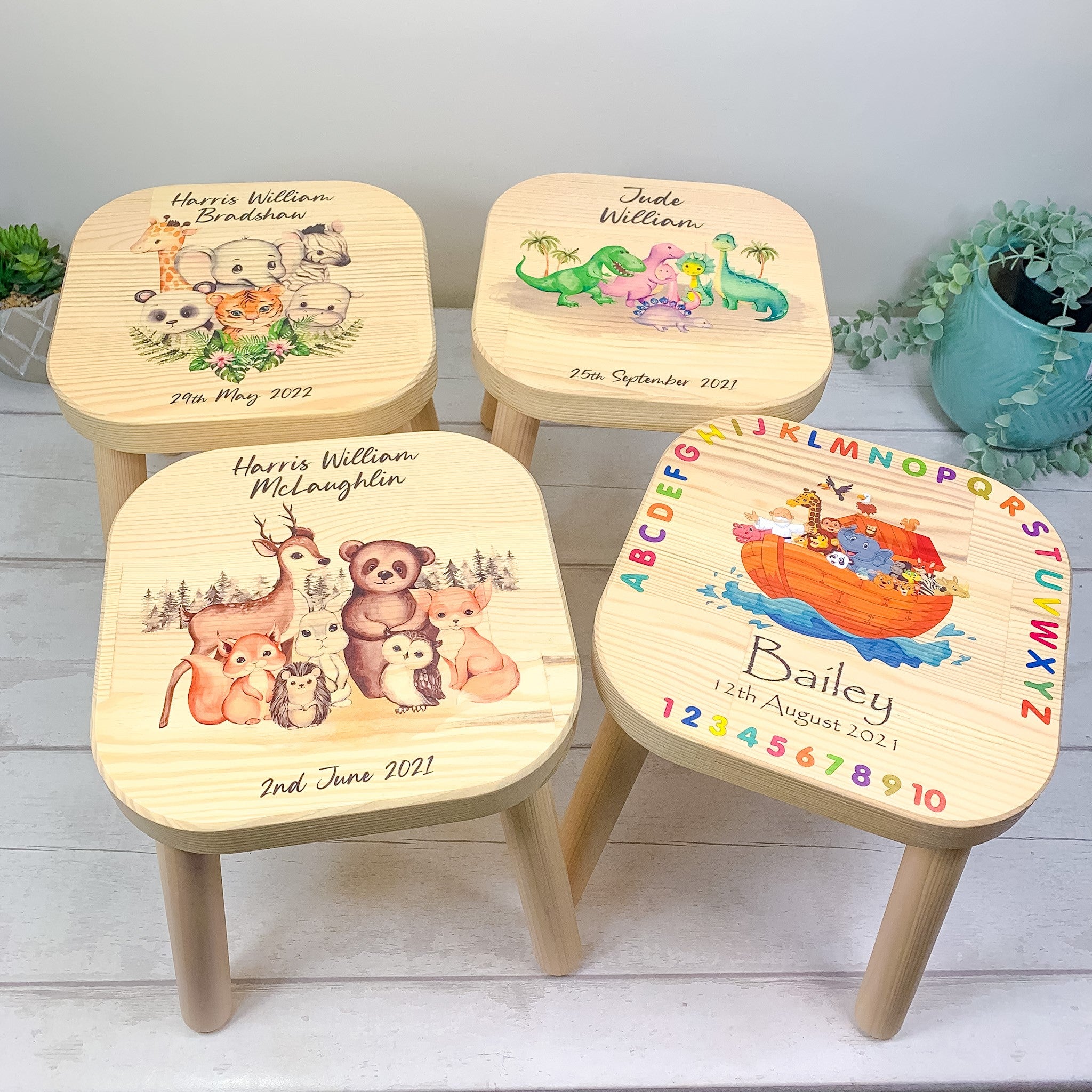 Personalised Childrens Stool Noah s Ark Theme