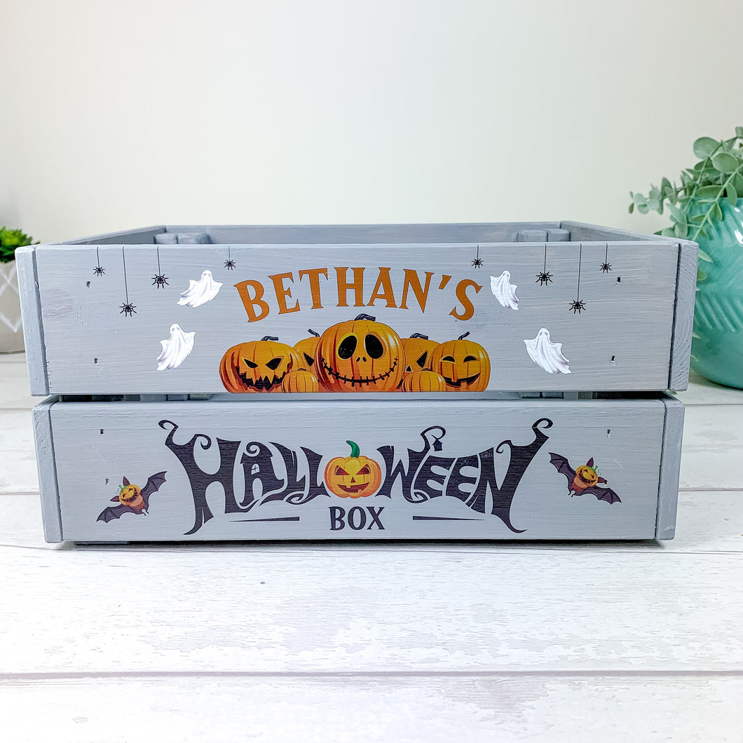 Halloween Trick or Treat Grey Personalised Crate