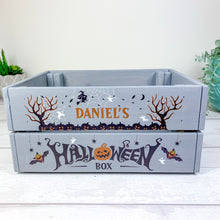 Load image into Gallery viewer, Halloween Trick or Treat Grey Personalised Crate
