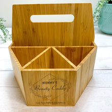 Load image into Gallery viewer, Personalised Wooden Beauty Caddy, Makeup Organiser. Gift for Mother&#39;s Day
